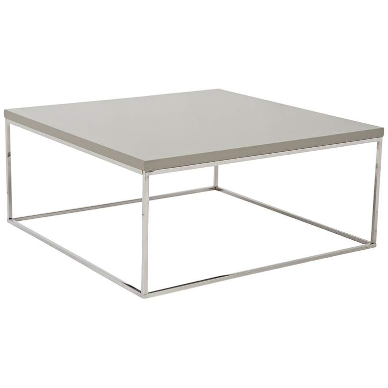 Image 1 Teresa 35 1/2 inch Square Taupe Lacquer Modern Coffee Table