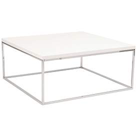 Image1 of Teresa 35 1/2" Wide Square High-Gloss White Modern Coffee Table