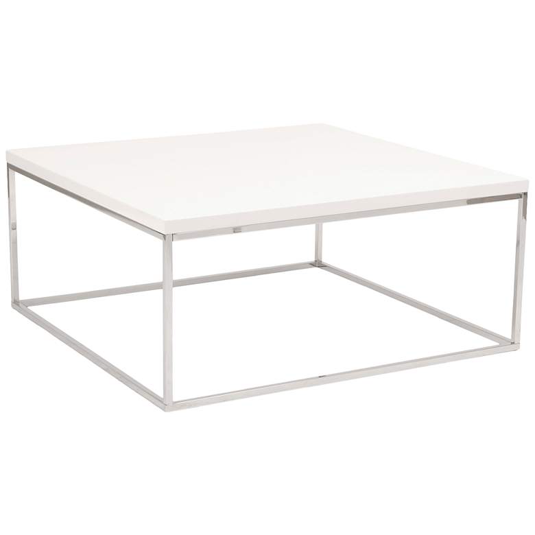 Image 1 Teresa 35 1/2 inch Wide Square High-Gloss White Modern Coffee Table