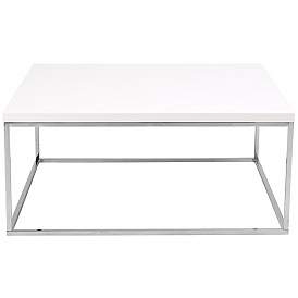 Image2 of Teresa 35 1/2" Wide Square High-Gloss White Modern Coffee Table more views