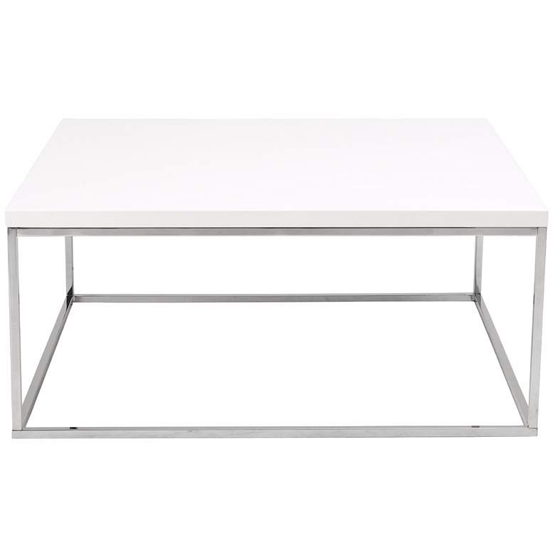 Image 2 Teresa 35 1/2 inch Wide Square High-Gloss White Modern Coffee Table more views