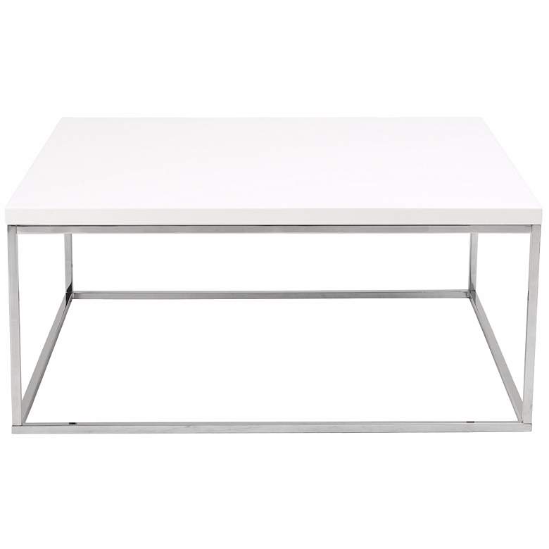 Image 2 Teresa 35 1/2" Wide Square High-Gloss White Modern Coffee Table more views