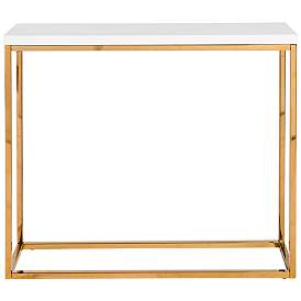 Image1 of Teresa 35 1/2" Wide White and Brushed Gold Console Table