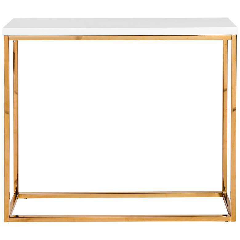 Image 1 Teresa 35 1/2 inch Wide White and Brushed Gold Console Table