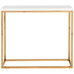 Teresa 35 1/2&quot; Wide White and Brushed Gold Console Table