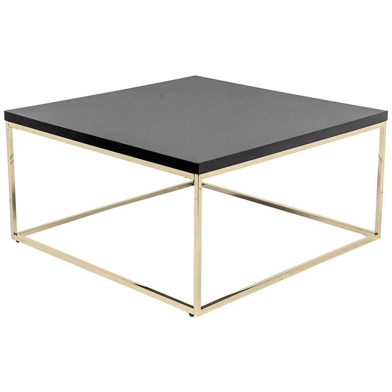 Image 1 Teresa 35 1/2 inchW Square Black and Brushed Gold Coffee Table