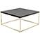 Teresa 35 1/2"W Square Black and Brushed Gold Coffee Table