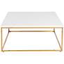 Teresa 35 1/2"W Square White and Brushed Gold Coffee Table