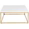 Teresa 35 1/2"W Square White and Brushed Gold Coffee Table
