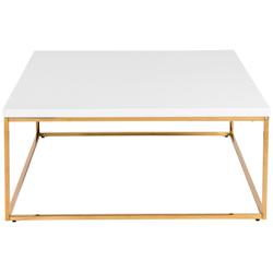 Teresa 35 1/2&quot;W Square White and Brushed Gold Coffee Table