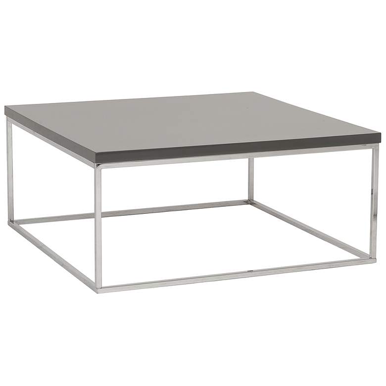 Image 1 Teresa 36 inch Square High-Gloss Gray Coffee Table