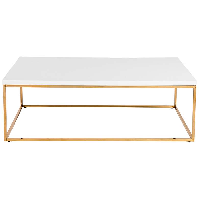 Image 1 Teresa 47 inch Wide White Wood Gold Metal Coffee Table