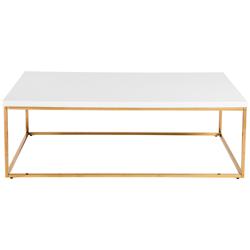 Teresa 47&quot; Wide White Wood Gold Metal Coffee Table