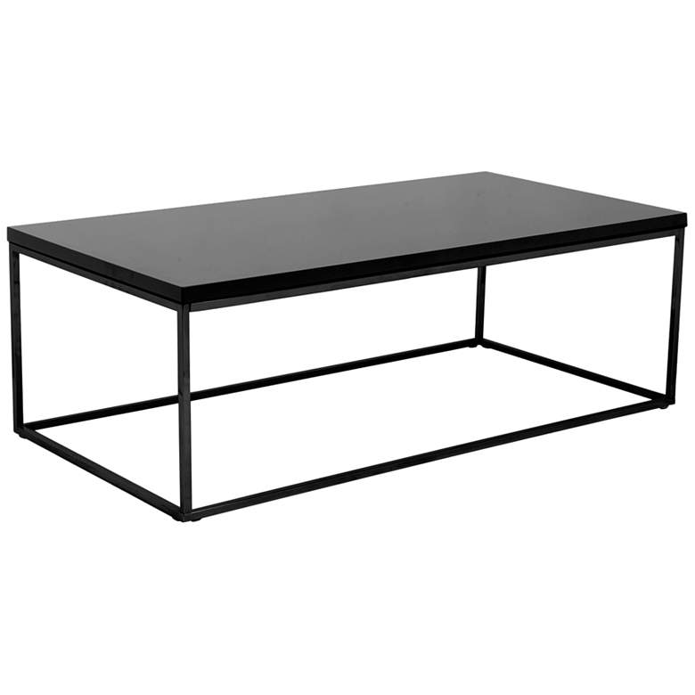 Image 3 Teresa 47"W Black Wood Steel Rectangular Coffee Table