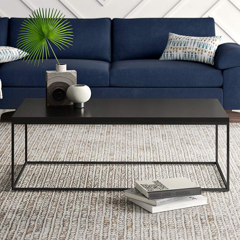 Image 2 Teresa 47 inchW Black Wood Steel Rectangular Coffee Table