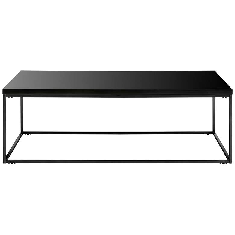 Image 6 Teresa 47"W Black Wood Steel Rectangular Coffee Table more views