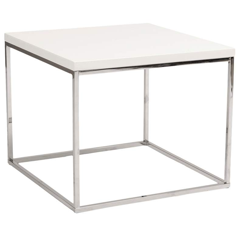 Image 1 Teresa Square High-Gloss White Side Table