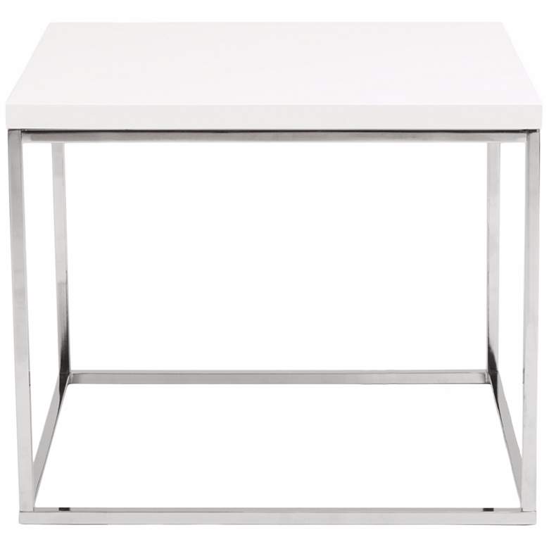 Image 3 Teresa Square High-Gloss White Side Table more views