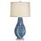 Teresa Teal Drip Modern Ceramic Table Lamp With USB Dimmer