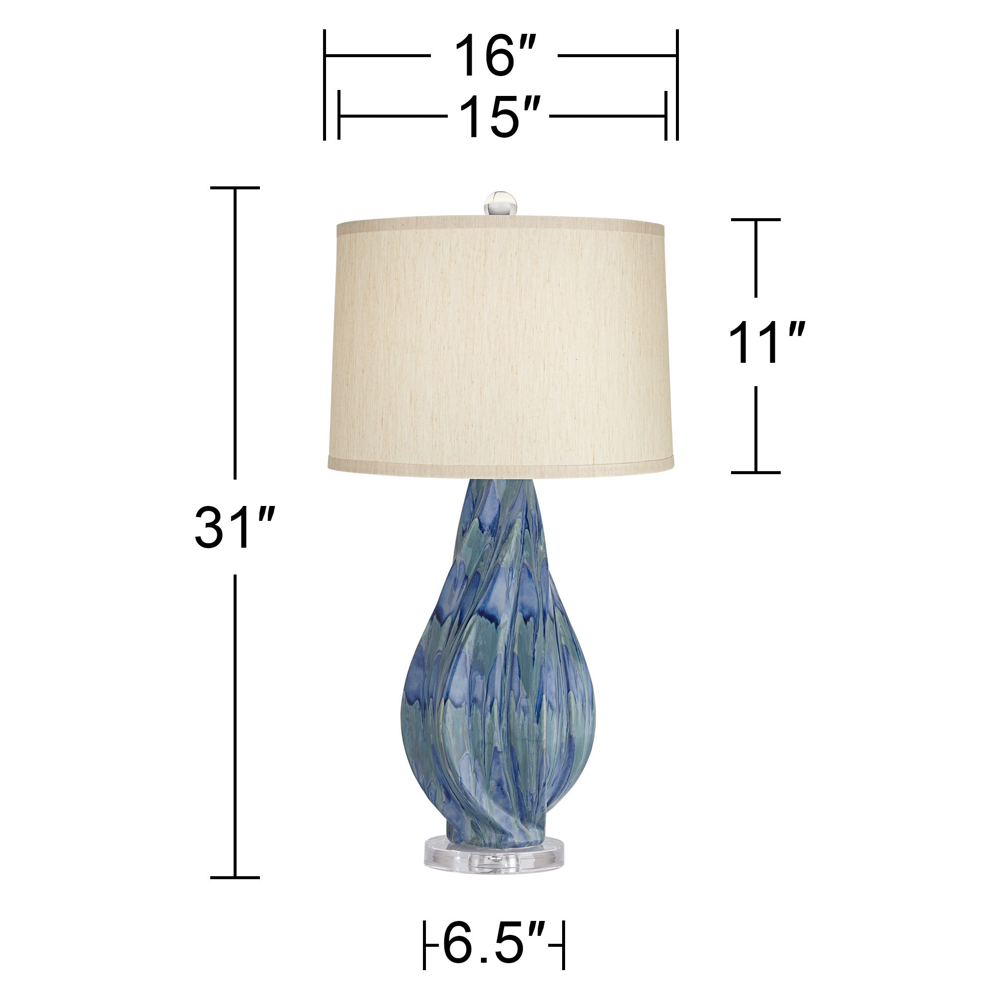 Watch A Video About the Possini Euro Teresa Coastal Teal Blue Drip Ceramic Table Lamp