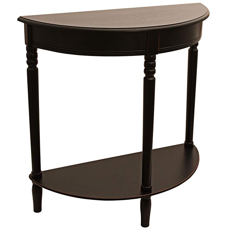 Image 1 Terese 28 1/4 inch Wide Black Finish Half Round Console Table