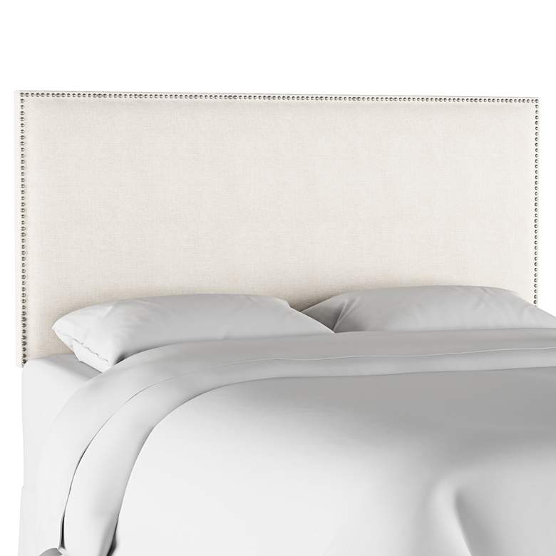 Image 1 Terese Talc Linen Fabric Queen Headboard