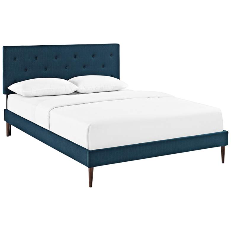 Image 1 Terisa Azure Fabric Full Platform Bed w/ Round Tapered Legs