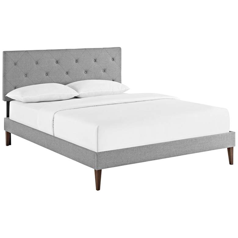 Image 1 Terisa Light Gray Full Platform Bed w/ Squared Tapered Legs