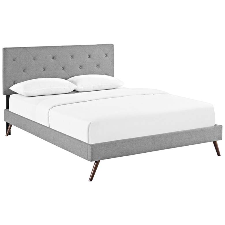 Image 1 Terisa Light Gray Full Platform Bed with Round Splayed Legs