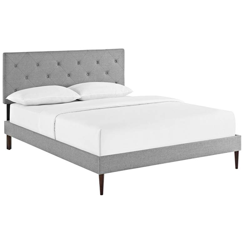 Image 1 Terisa Light Gray Full Platform Bed with Round Tapered Legs