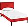 Terisa Red Fabric Twin Platform Bed with Round Tapered Legs