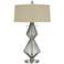 Terni Brushed Steel Metal Table Lamp with Burlap Shade