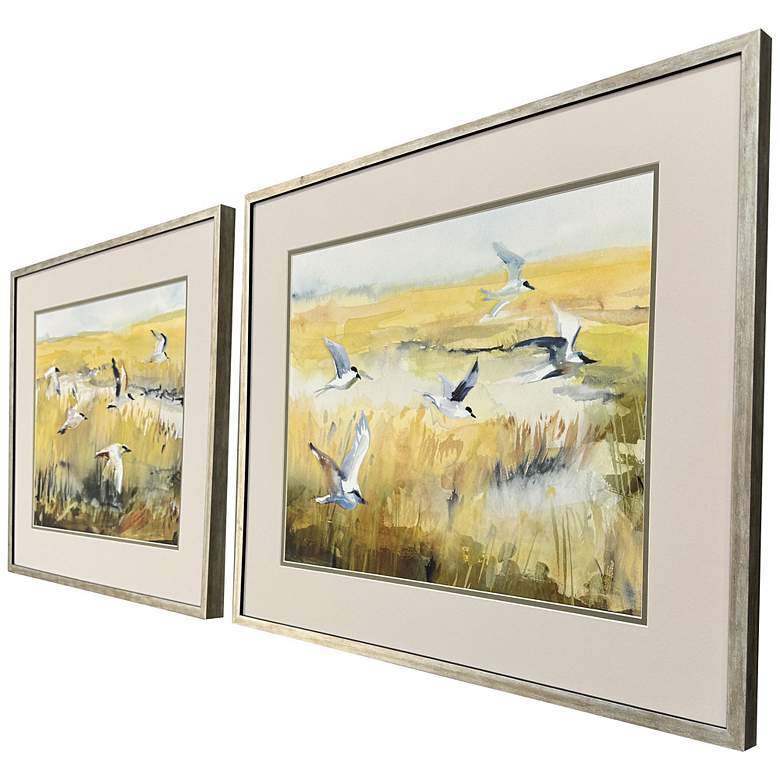 Image 2 Terns on Marsh 27"W x 23"H Framed Art Set of 2 more views