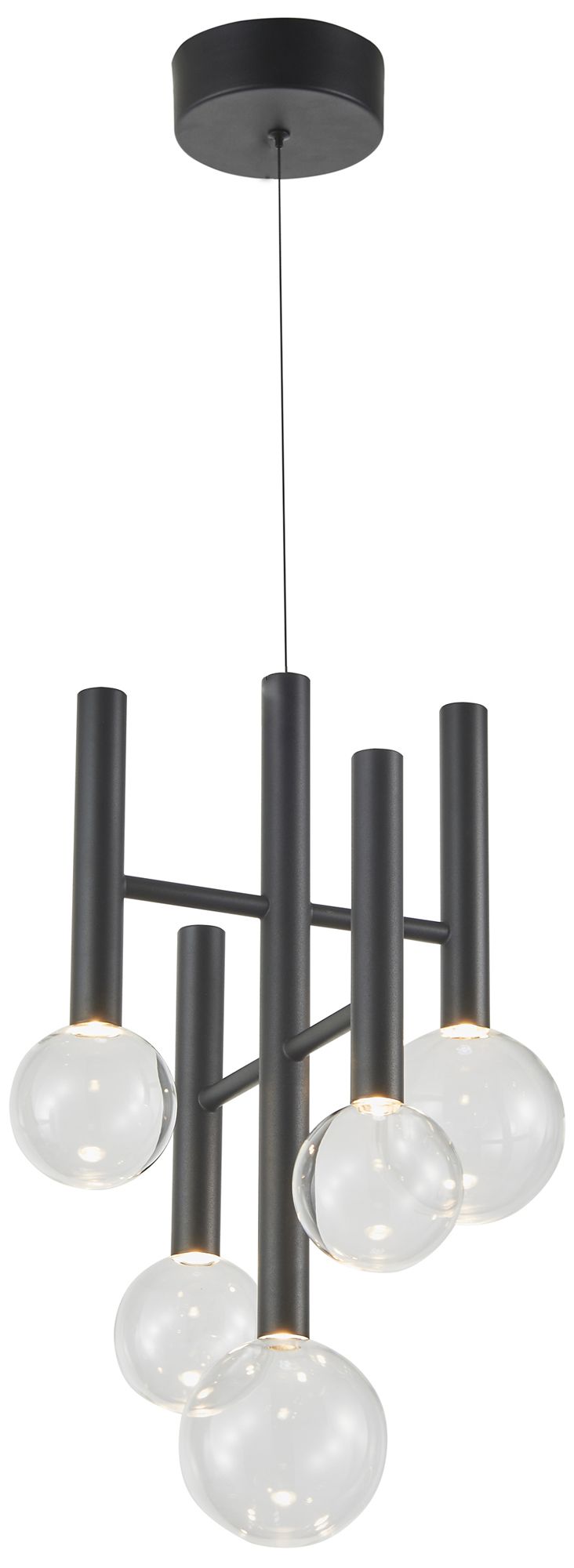 Terra 12" Wide 5-Light Black LED Chandelier