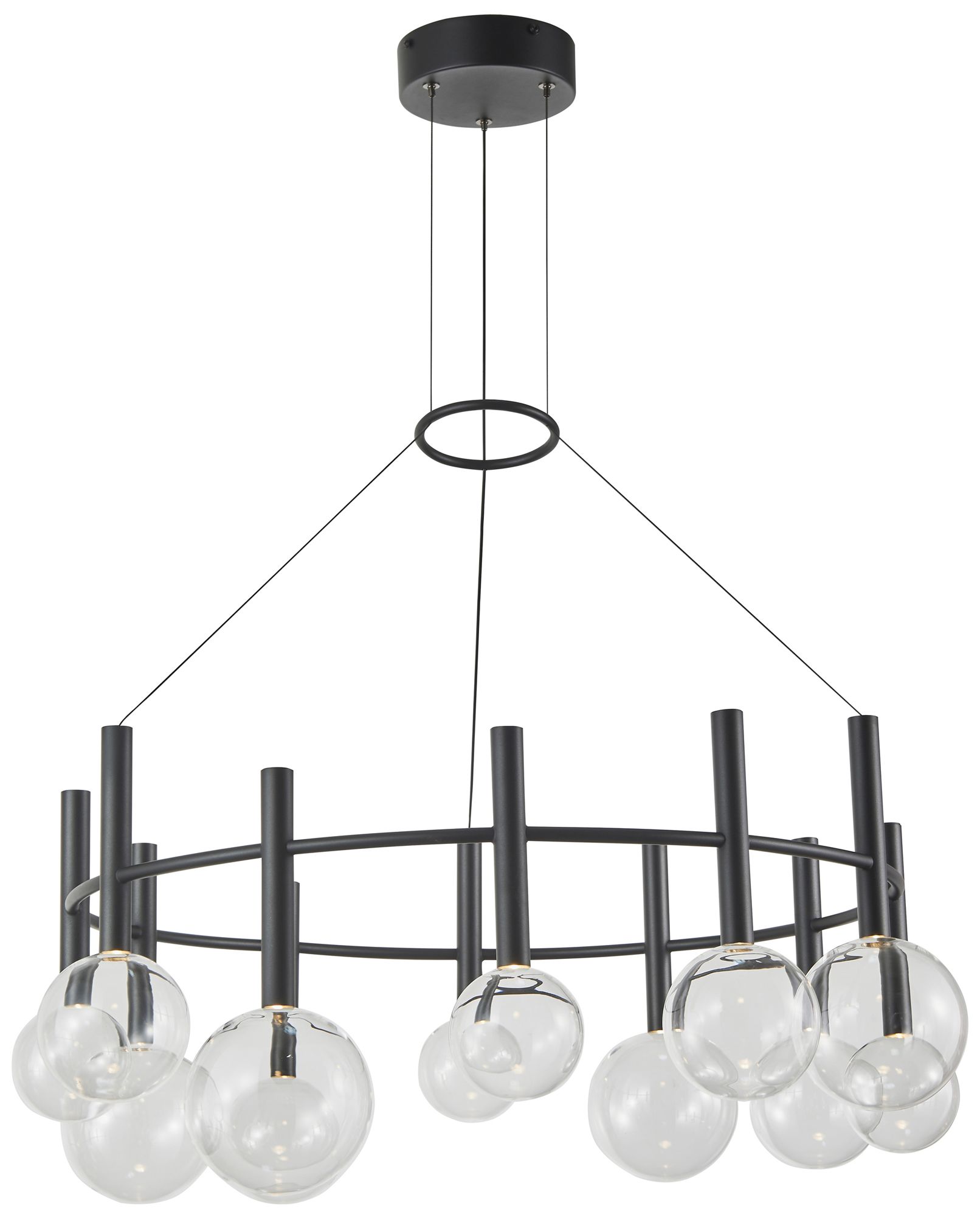 Image 2 Terra 33" Wide 12-Light Black LED Chandelier more views