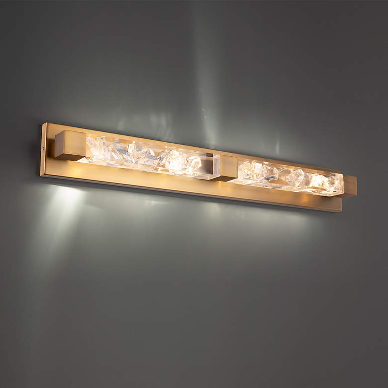 Image 1 Terra 4.5"H x 34"W 2-Light Linear Bath Bar in Aged Brass