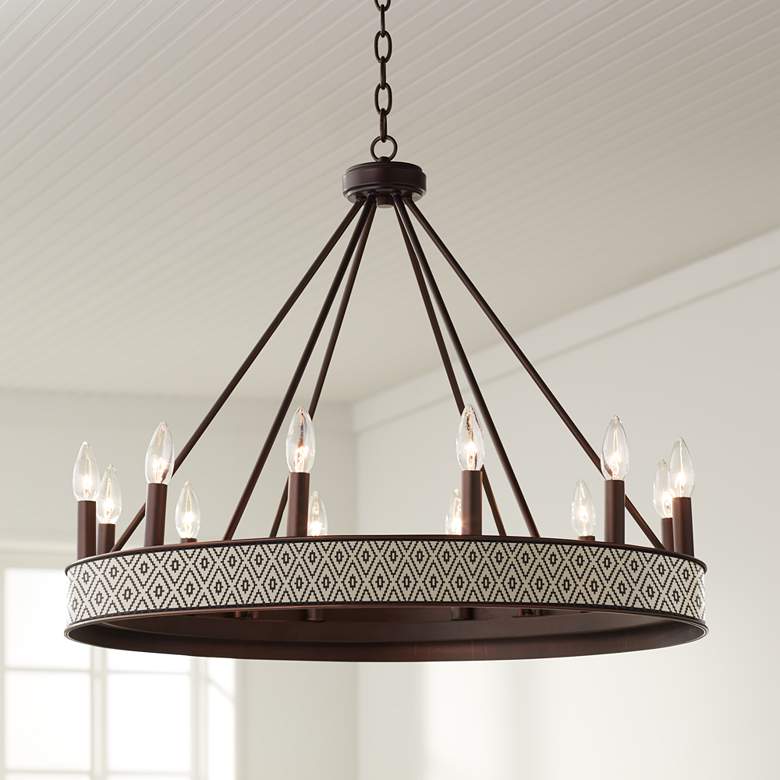 Image 1 Terra Diamonds Jessa 29 1/2" Wide Bronze Wheel Chandelier