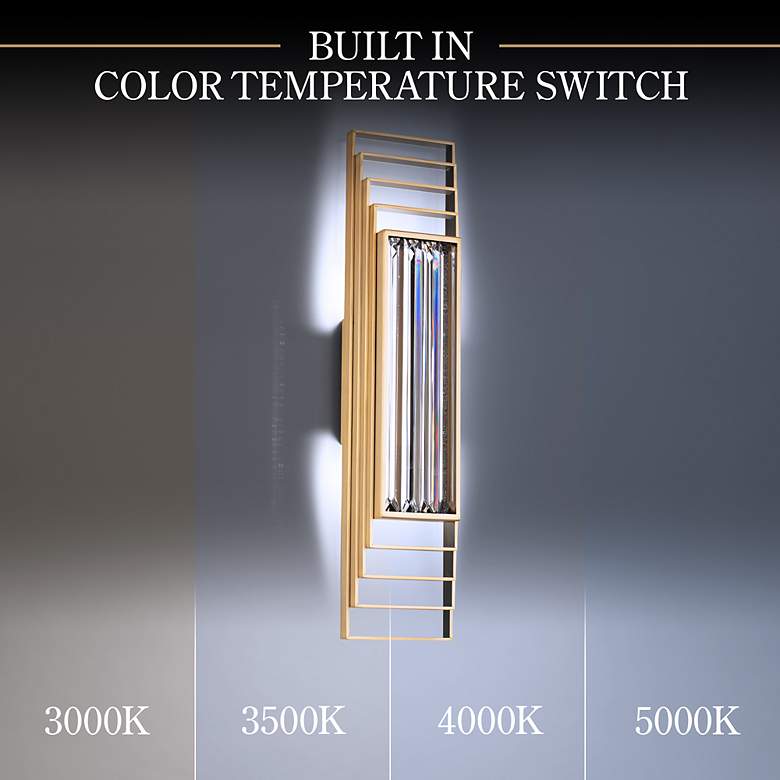 Image 5 Terrace 24"H x 5.5"W 1-Light Crystal Wall Sconce in Aged Brass more views
