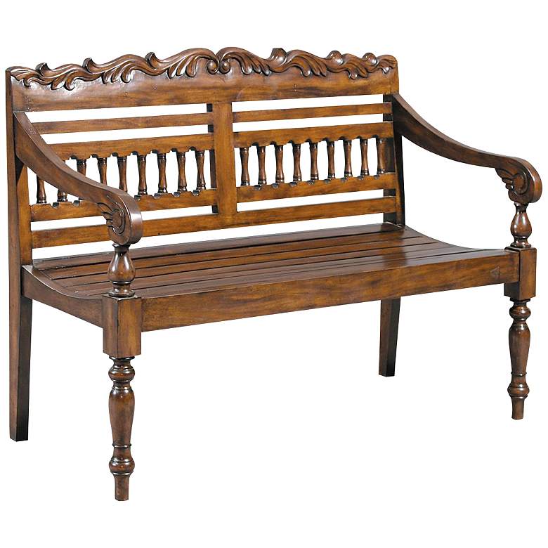 Image 1 Terrace Carved Solid Pine Wood Bench