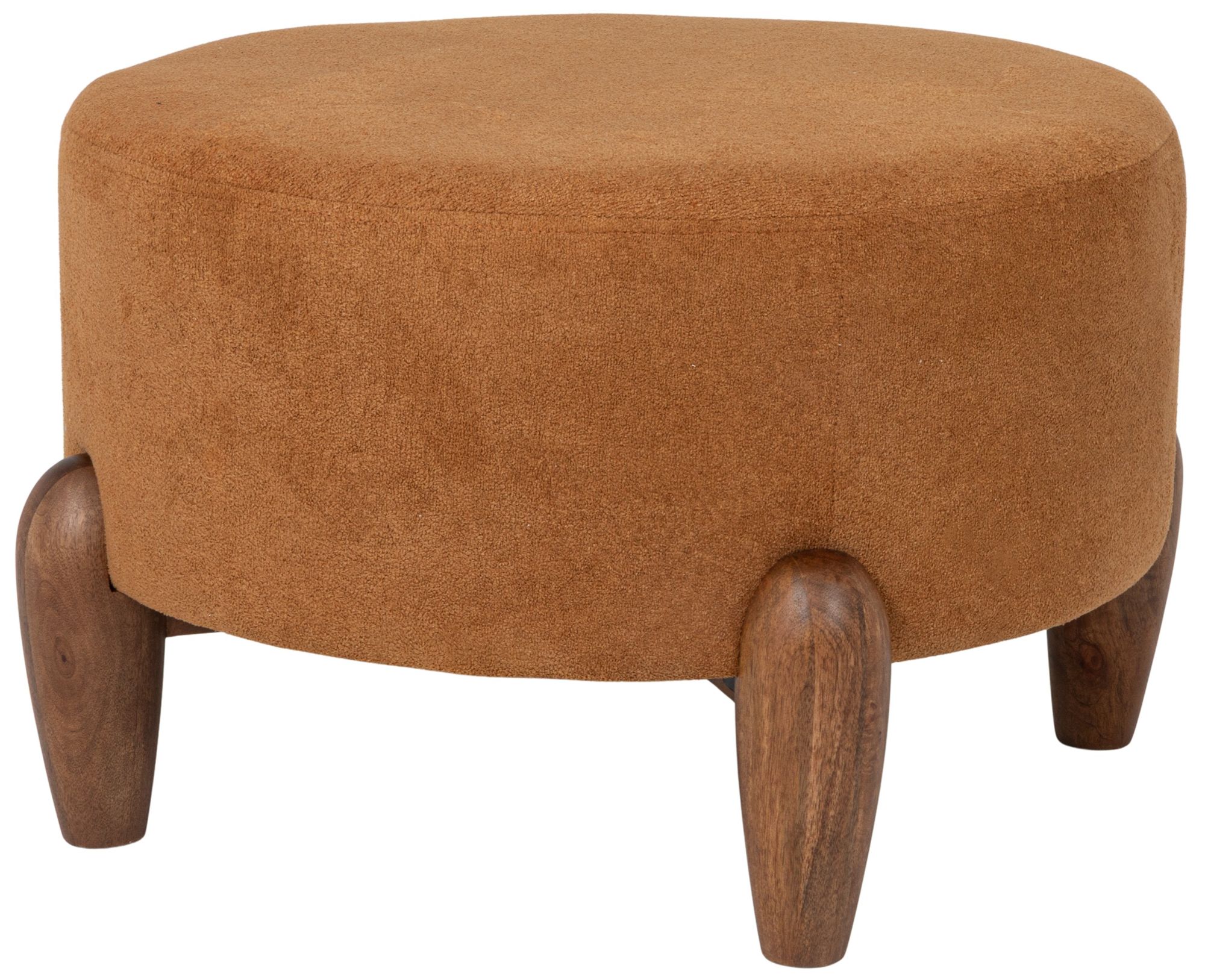 Image 2 Terracotta Boucle Upholstered Ottoman with Tapered Legs