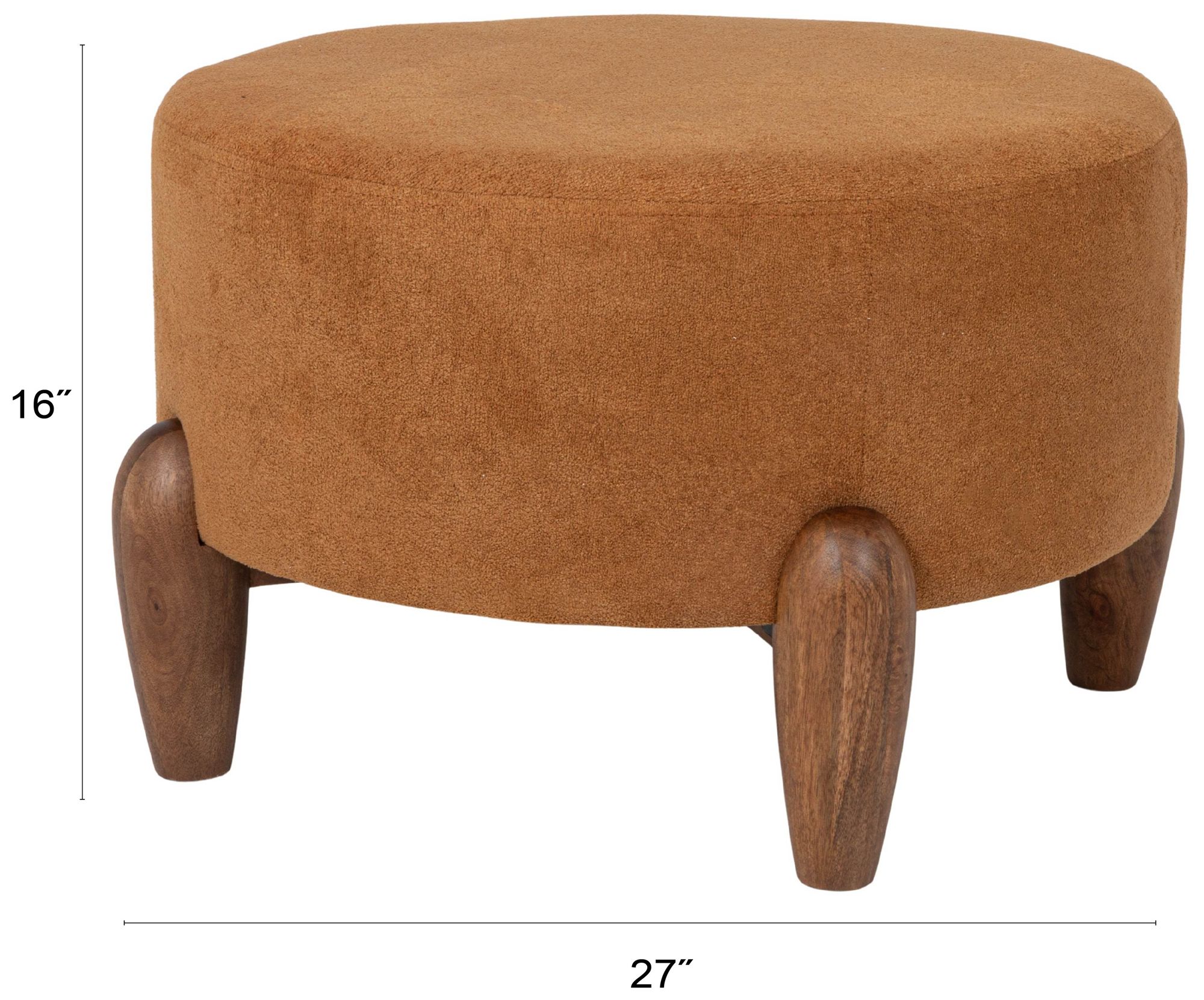 Image 4 Terracotta Boucle Upholstered Ottoman with Tapered Legs more views