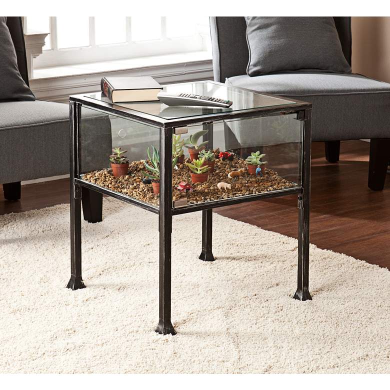 Image 4 Terrance 21" Wide Metal and Glass Display Case End Table more views