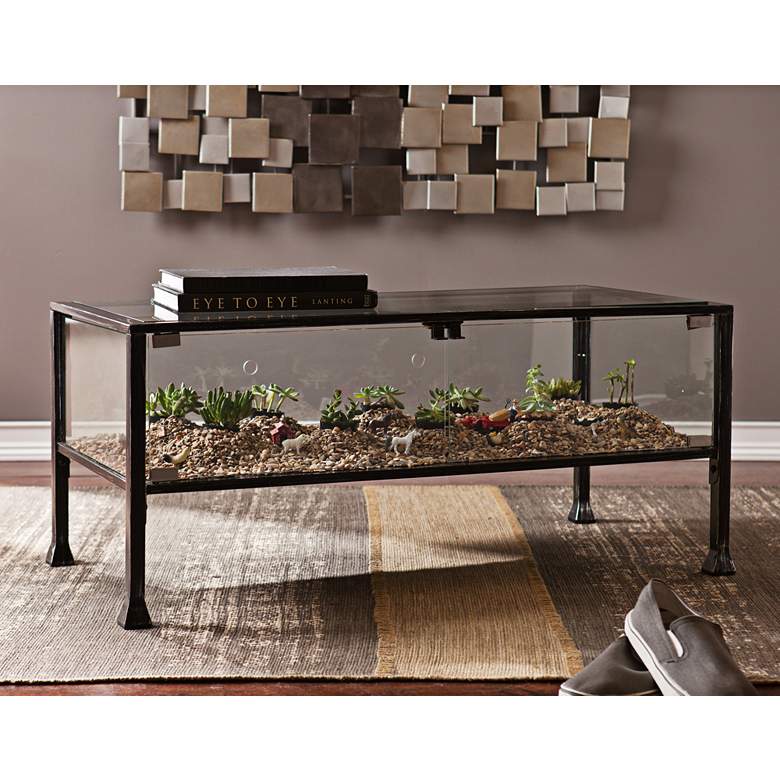 Image 2 Terrance 42 1/2" Wide Metal and Glass Cocktail Display Table more views