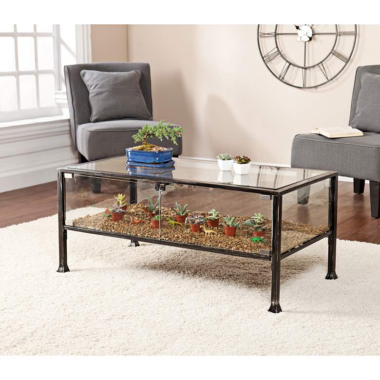 Image 4 Terrance 42 1/2" Wide Metal and Glass Cocktail Display Table more views