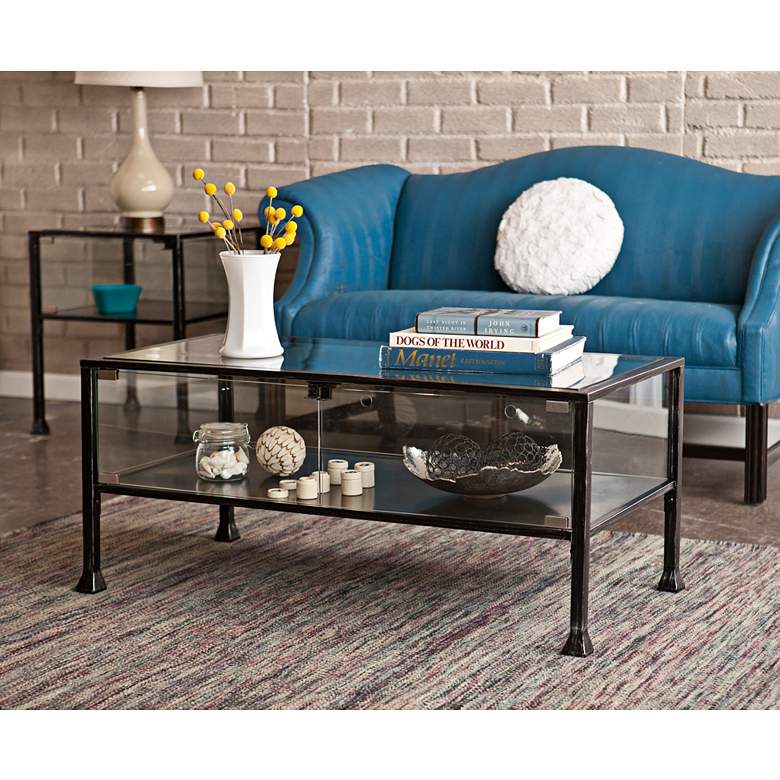 Image 5 Terrance 42 1/2" Wide Metal and Glass Cocktail Display Table more views