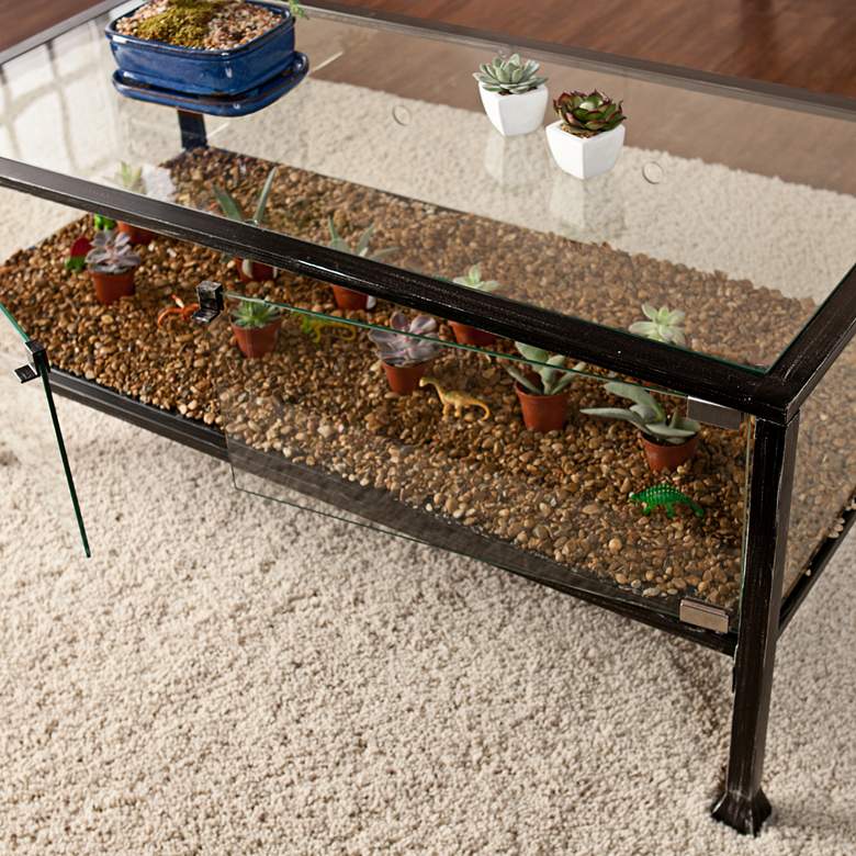 Image 7 Terrance 42 1/2" Wide Metal and Glass Cocktail Display Table more views