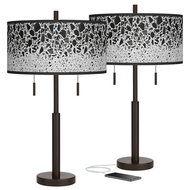 Image 1 Terrazzo Robbie Bronze USB Table Lamps Set of 2