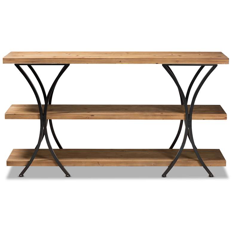 Image 4 Terrell 59 3/4 inchW Brown Wood and Black Metal Console Table more views