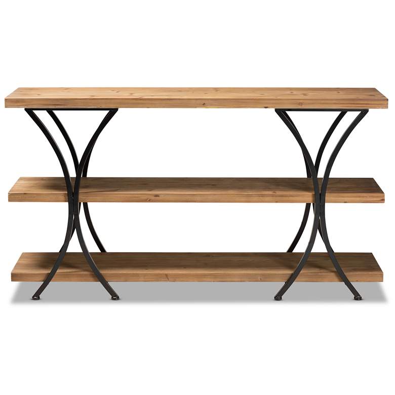 Image 4 Terrell 59 3/4"W Brown Wood and Black Metal Console Table more views