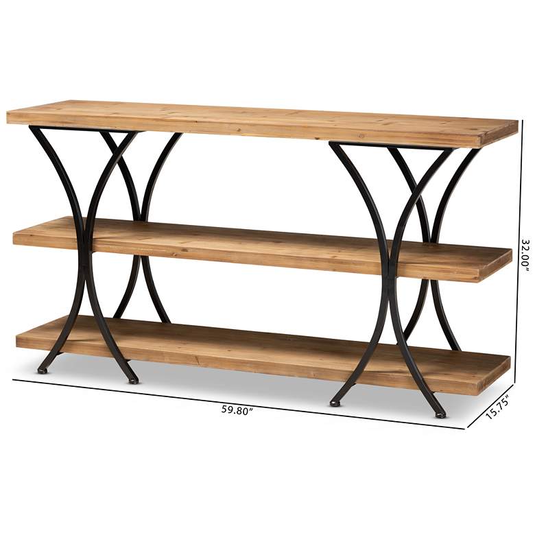 Image 7 Terrell 59 3/4"W Brown Wood and Black Metal Console Table more views